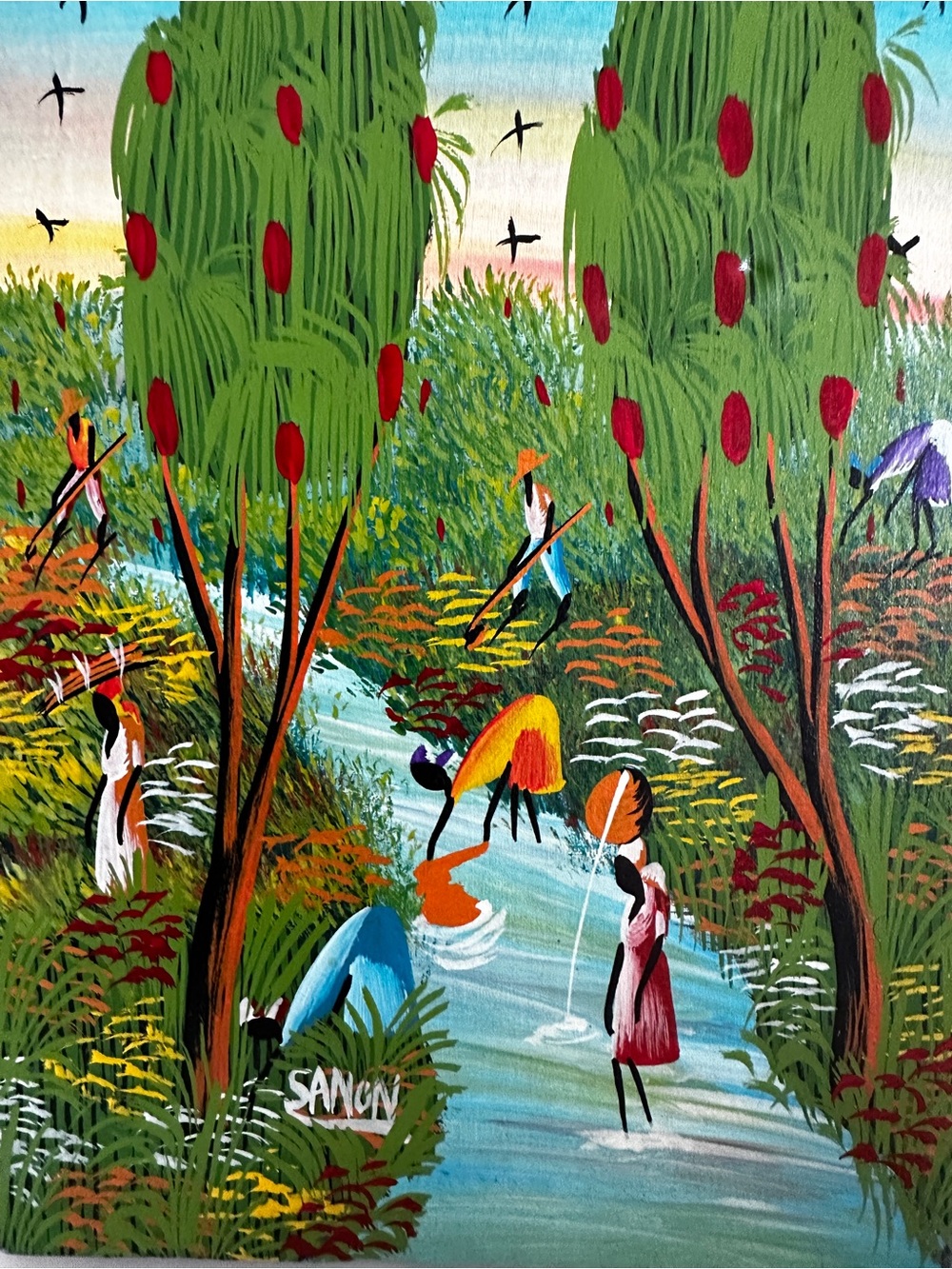 Hand Painted Original Signed Haitian Folk Art  8"x10"
